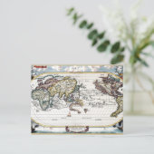 Draai van de wereldkaart van de 18e eeuw briefkaart (Staand voorkant)