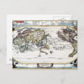 Draai van de wereldkaart van de 18e eeuw briefkaart (Voorkant / Achterkant)