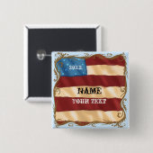 Draai vlag vierkante button 5,1 cm (Voorkant /achterkant)