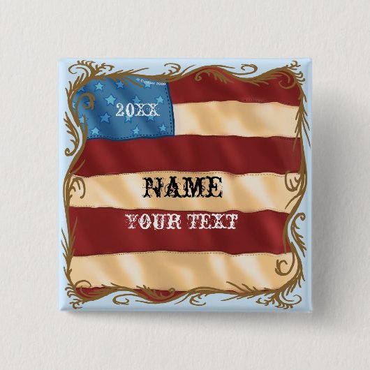 Draai vlag vierkante button 5,1 cm (Voorkant)
