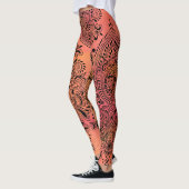 Draai zwart Ornament op roze & gele achtergrond Leggings (Links)