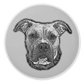 Draaibak van Pitbull-hond, keramische drager Knop (Voorkant)