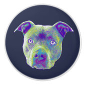 Draaibak van Pitbull-hond, keramische drager Knop (Voorkant)