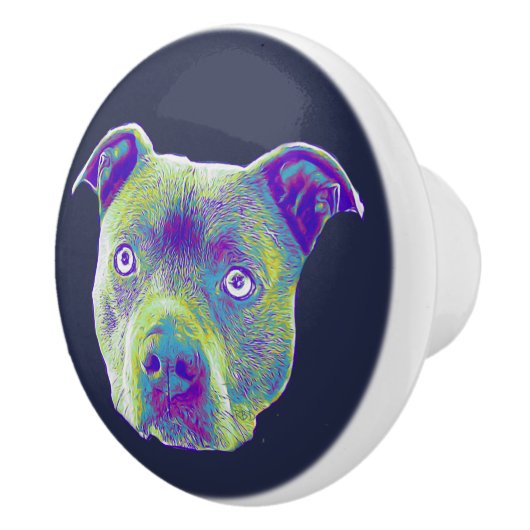 Draaibak van Pitbull-hond, keramische drager Knop (Rechts)