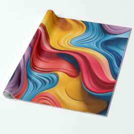 Draaibare 3D-vormen in regenboogkleuren Cadeaupapier
