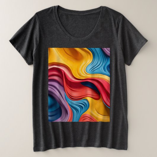 Draaibare 3D-vormen in regenboogkleuren Grote Maat T-shirt (Design voorkant)