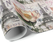 draaiboek voor franse botanische lotus paris eiffe cadeaupapier (Rol Hoek)