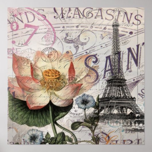 draaiboek voor franse botanische lotus paris eiffe poster (Voorkant)