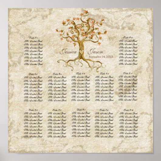 Draaiboomstamwortels Verouderde opvanggrafiek Poster (Voorkant)