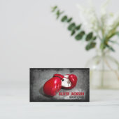 Draaibus rode handschoenen visitekaartje (Staand voorkant)