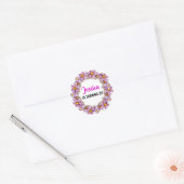 Draaien 21 Leuk, Tropisch Roze en Blauw Ronde Sticker (Envelop)