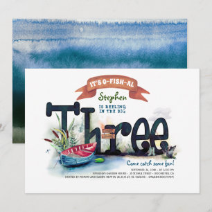 Draaien 3 Gevist Jongens Verjaardagsuitnodiging Kaart