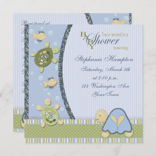 Draaien in blauw en groene Baby shower Kaart (Voorkant / Achterkant)