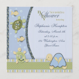 Draaien in blauw en groene Baby shower Kaart