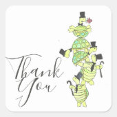 Draaien in bovenste hoeden Dank je Vierkante Sticker (Voorkant)