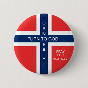 DRAAIEN NAAR GOD DRAAIEN NAAR DE PRAY VOOR NOORWEG RONDE BUTTON 5,7 CM