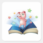 Draaien op een boekenvierkant vierkante sticker (Voorkant)