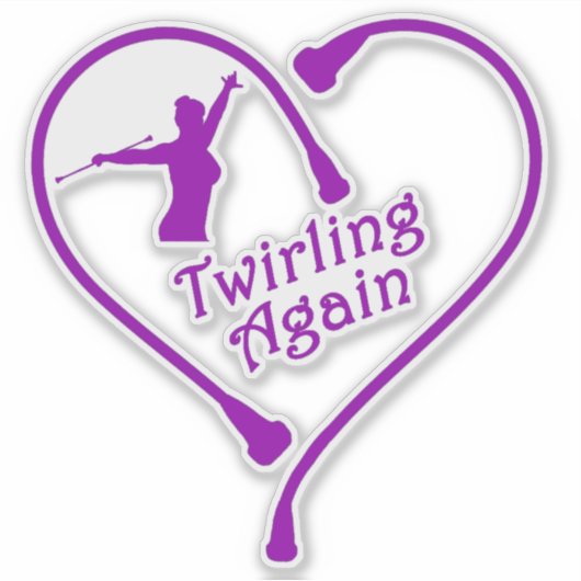 Draaien opnieuw hart Paarse 6x6 decal Sticker (Voorkant)