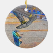 Draaien van het Deck - Skateboard Trick Keramisch Ornament (Achterkant)