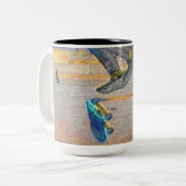 Draaien van het dek - Skateboarden Trick Tweekleurige Koffiemok (Voorkant links)