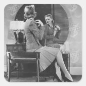 draaien vierkante sticker (Voorkant)