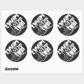 Draaien; Zwarte & Donkergrijze strepen Ronde Sticker (Vel)