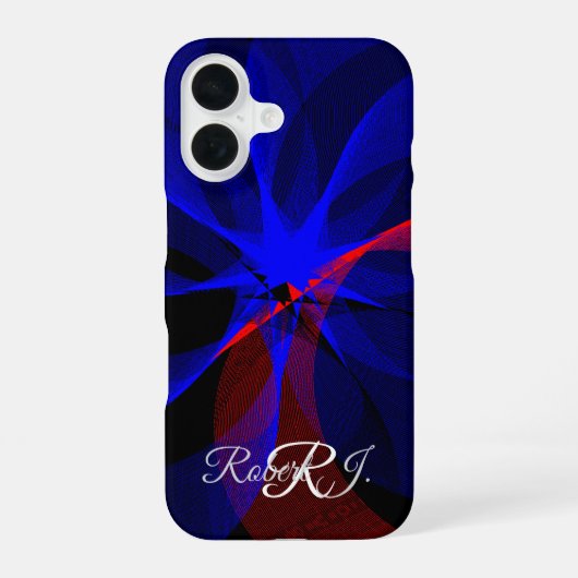 Draaiend Blauw Accent Geometrisch iPhone 16 Hoesje (Achterkant)