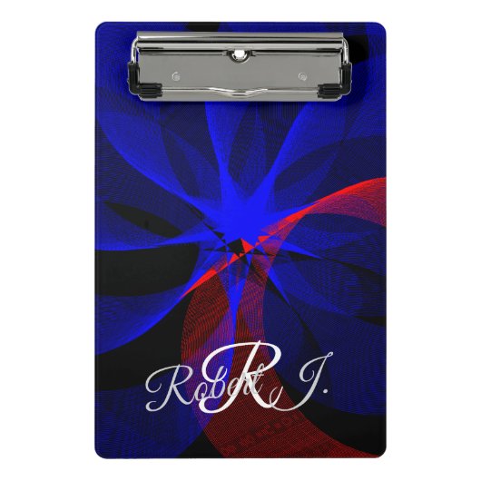 Draaiend Blauw Accent Geometrische Mini Klembord (Voorkant)