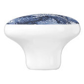 Draaiend blauw en wit Abstract Keramische Knop (Zijkant)