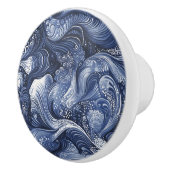 Draaiend blauw en wit Abstract Keramische Knop (Rechts)