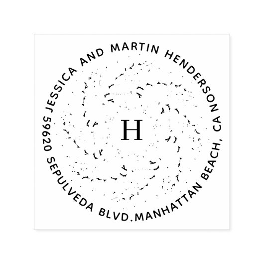 draaiend boekje met terugzendadres van maismonogra  zelfinktende stempel (Design)