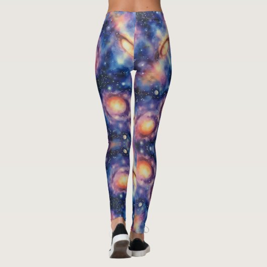 Draaiend Galaxy Naadloos Patroon Leggings (Achterkant)