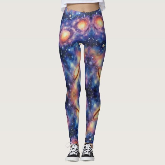 Draaiend Galaxy Naadloos Patroon Leggings (Voorkant)