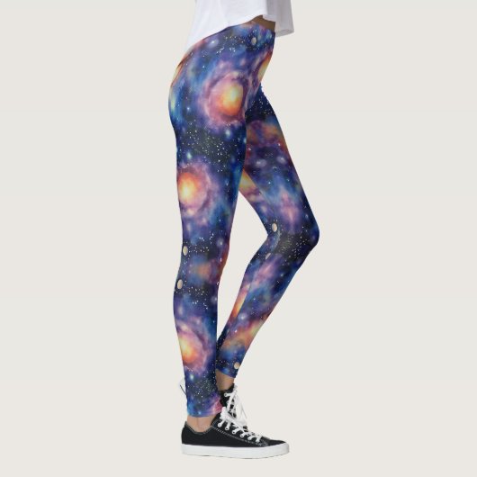 Draaiend Galaxy Naadloos Patroon Leggings (Rechts)