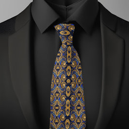 Draaiend goud op Saphire patroon Stropdas