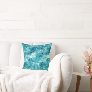 Draaiend Licht Teal Aqua Waterverf Marmer Kussen
