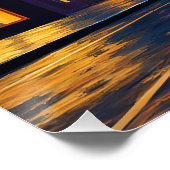 Draaiend nachtelijk stadsgezicht met gele paraplu perfect poster (Hoek)