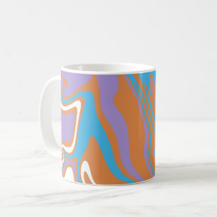 Draaiend Oranje, Paars, Blauw & Wit Vloeibaar Kuns Koffiemok