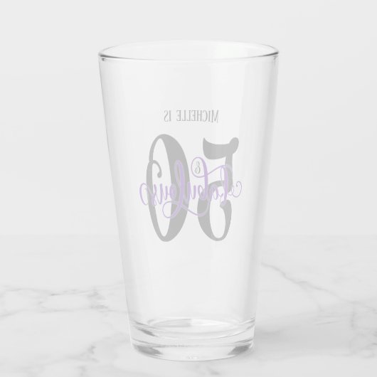 Draaiend Paars 50 & Fabulous Verjaardag met Naam Glas (Achterkant)