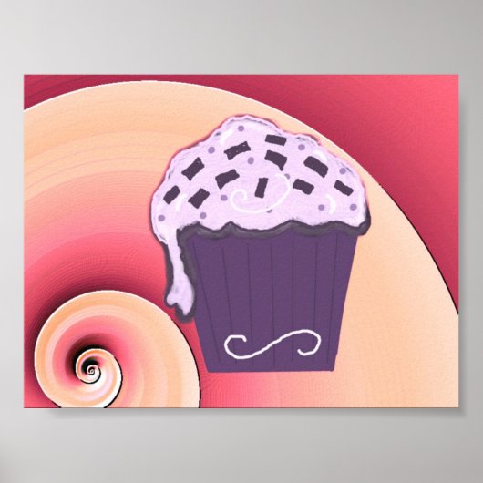 Draaiend Paars Cupcake Ontwerp op Poster (Voorkant)