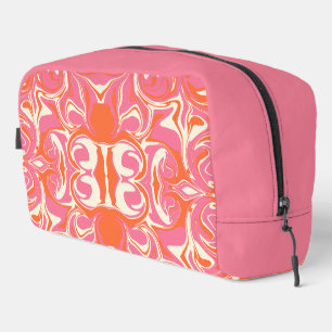 Draaiend patroon in roze, oranje en crème toilettasje