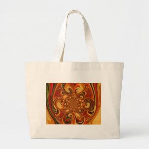 Draaiend patroon: tinten oranje, bruin en groen grote tote bag