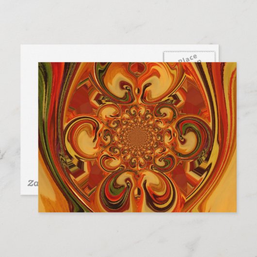 Draaiend patroon: tinten Sinaasappel, bruin en gro Briefkaart (Voorkant / Achterkant)