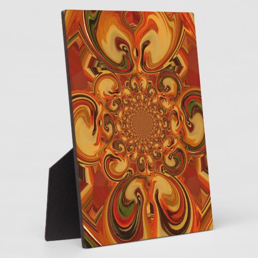 Draaiend patroon: tinten Sinaasappel, bruin en gro Fotoplaat (Zijkant)