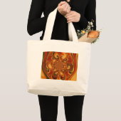 Draaiend patroon: tinten Sinaasappel, bruin en gro Grote Tote Bag (Voorkant (product))