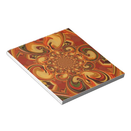 Draaiend patroon: tinten Sinaasappel, bruin en gro Notitieblok (Schuin)