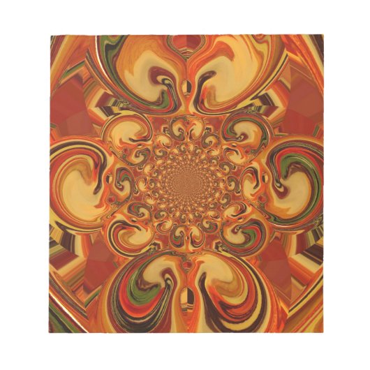 Draaiend patroon: tinten Sinaasappel, bruin en gro Notitieblok (Voorkant)