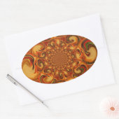Draaiend patroon: tinten Sinaasappel, bruin en gro Ovale Sticker (Envelop)