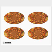 Draaiend patroon: tinten Sinaasappel, bruin en gro Ovale Sticker (Vel)