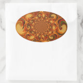 Draaiend patroon: tinten Sinaasappel, bruin en gro Ovale Sticker (Tas)